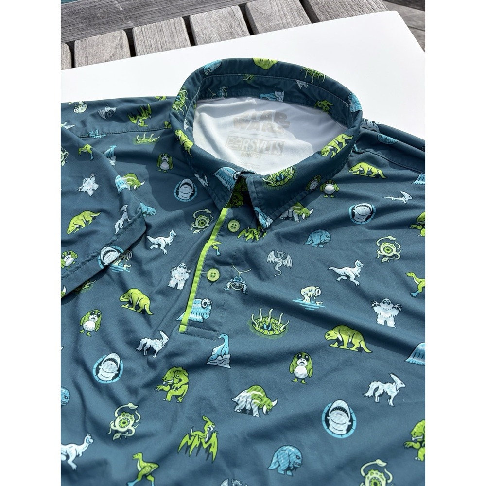 Rsvlts x Star Wars Encyclopedia Galatic All Over Print Stretch Polo Size 3XL
